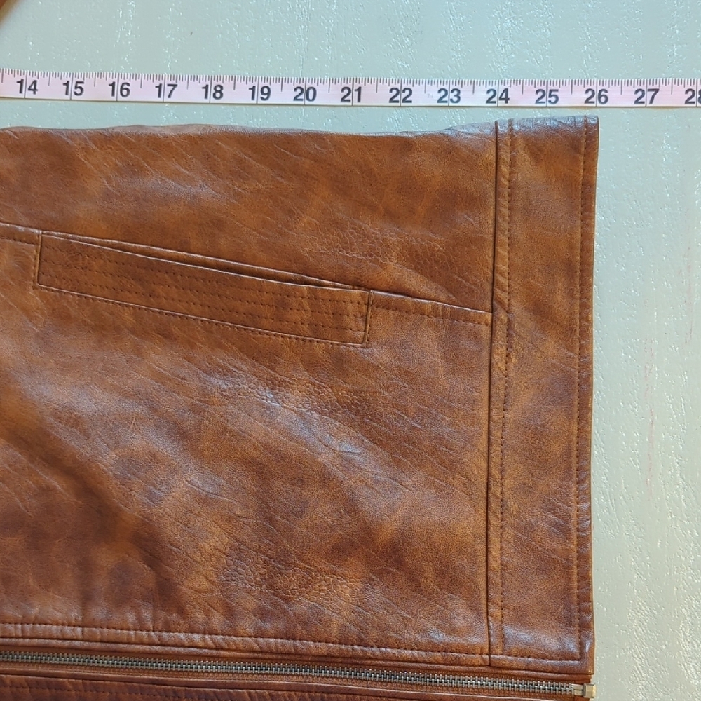 Men's Brown Faux Leather Biker Jacket size Large - Picture 9 of 10